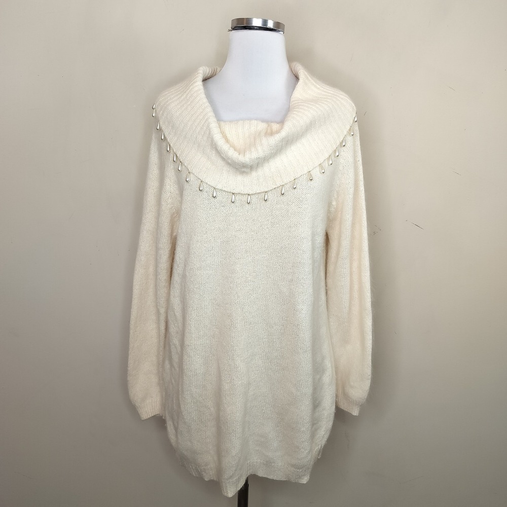 Reference Point Vintage Sweater Silk Angora Pearl Beaded